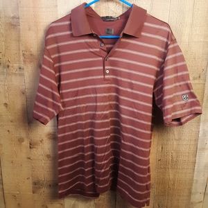 Tiger Woods Nike Golf Polo Shirt Mens Size M Red Brown Fit Dry Short Sleeve